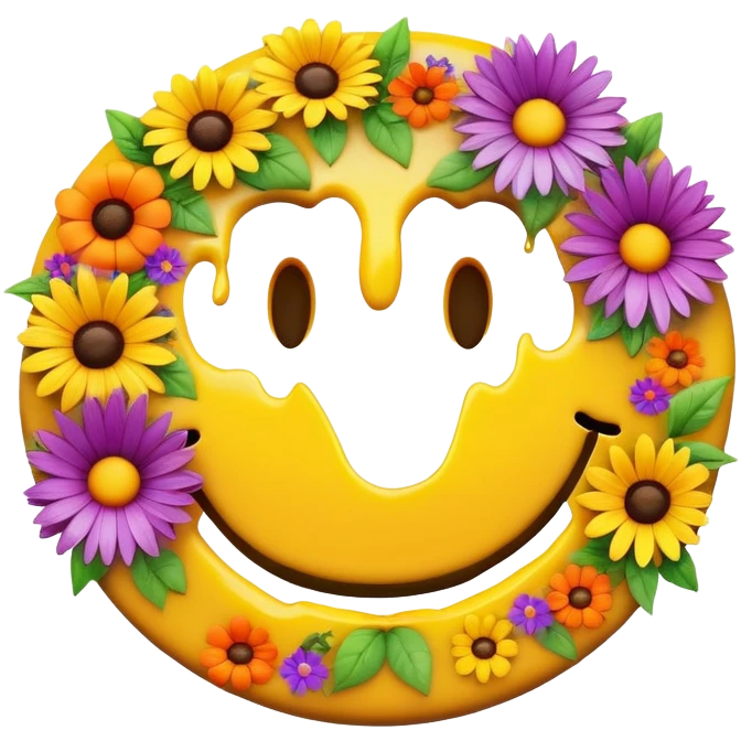 smiley melted garden flowers  emoji