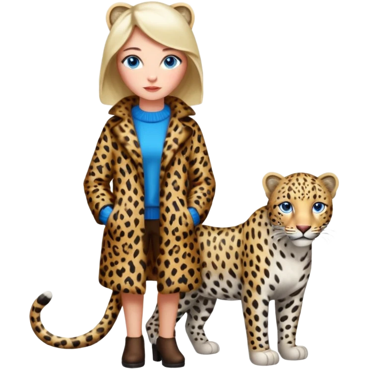  Snow blue eyes leopard-whole body emoji