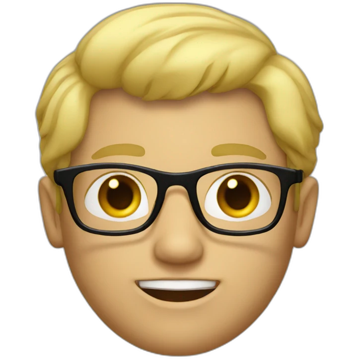 a man with blond hair with black glasses emoji