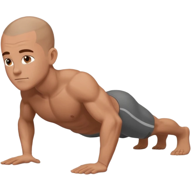 White man brown hair shaved headdoing pushups  emoji