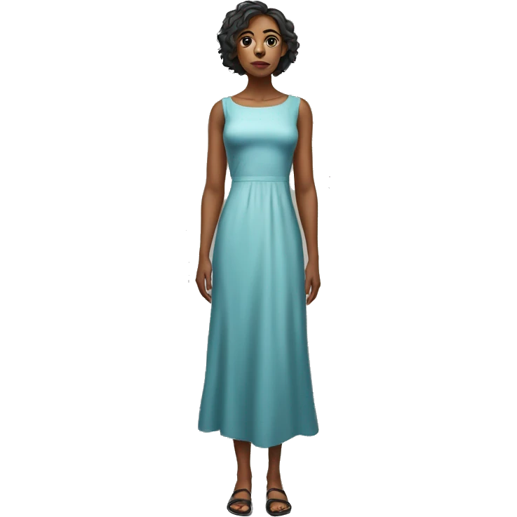 woman full length in dress photorealistic serious emoji