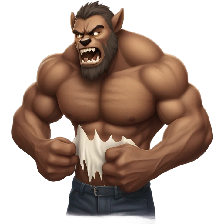 Werewolf man shirt ripping off  emoji