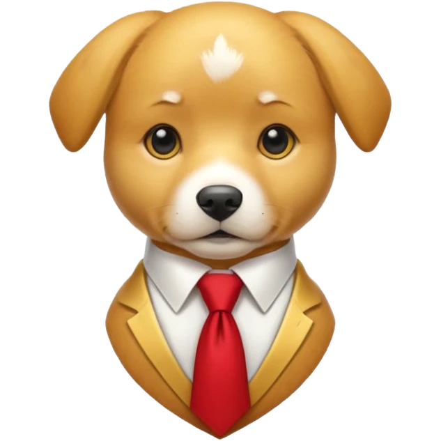 golden dog with white tie,red shirt emoji