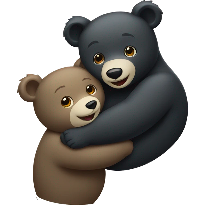 two happy black bears hug hello emoji