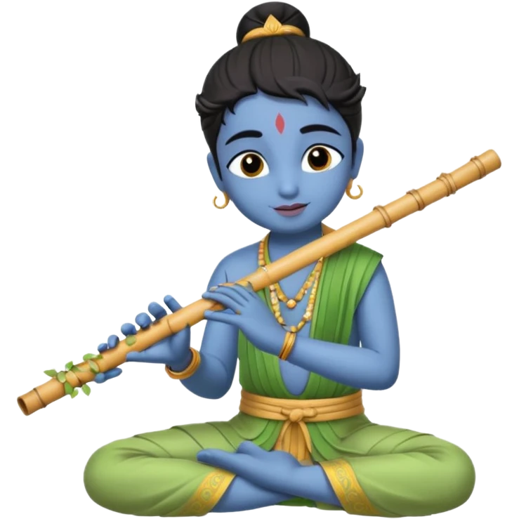 peaceful and divine Krishna playing flute emoji