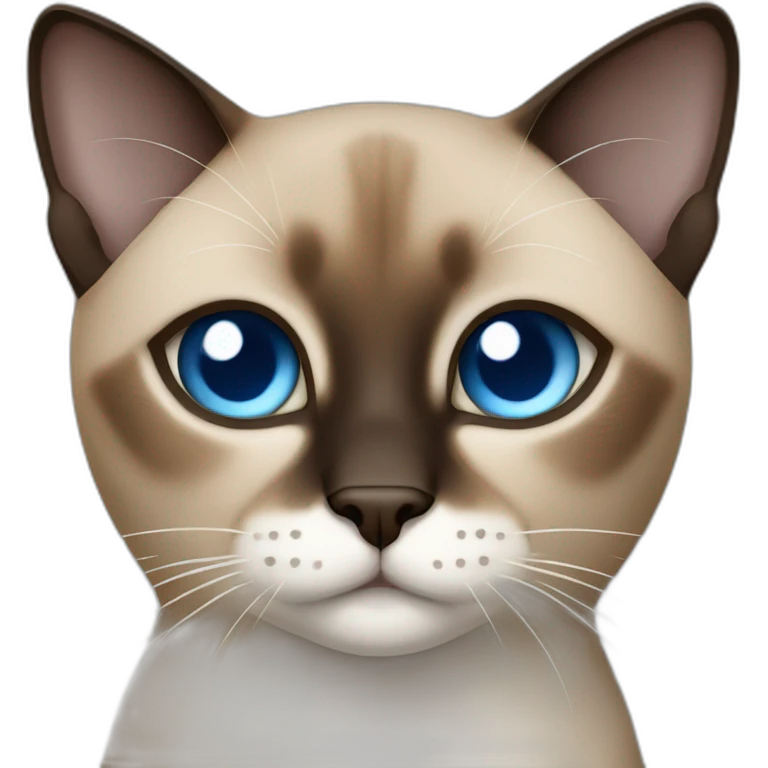 Light brown and black siamese Cat with blue eyes and white chin emoji