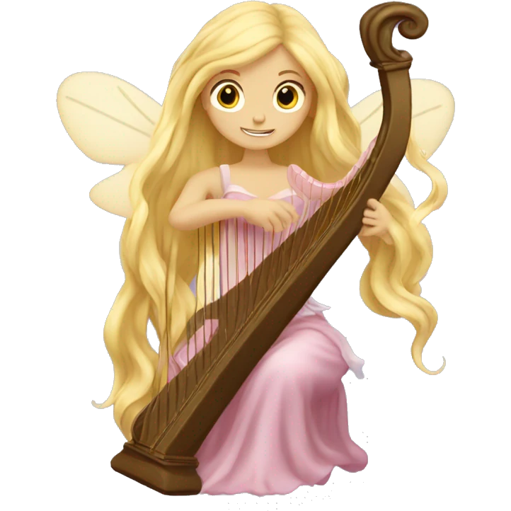 Long haired blonde fairy playing the harp emoji