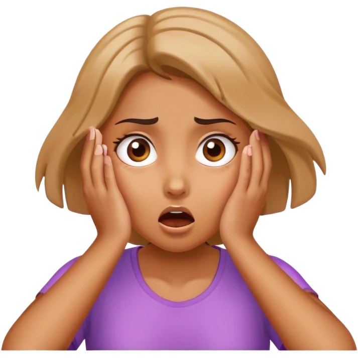 Shocked girl face and hands on face  emoji