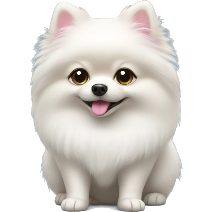 white Pomeranian with pink tail  emoji