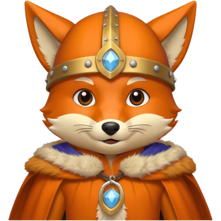 Fox wearing viking hat and fur cape emoji