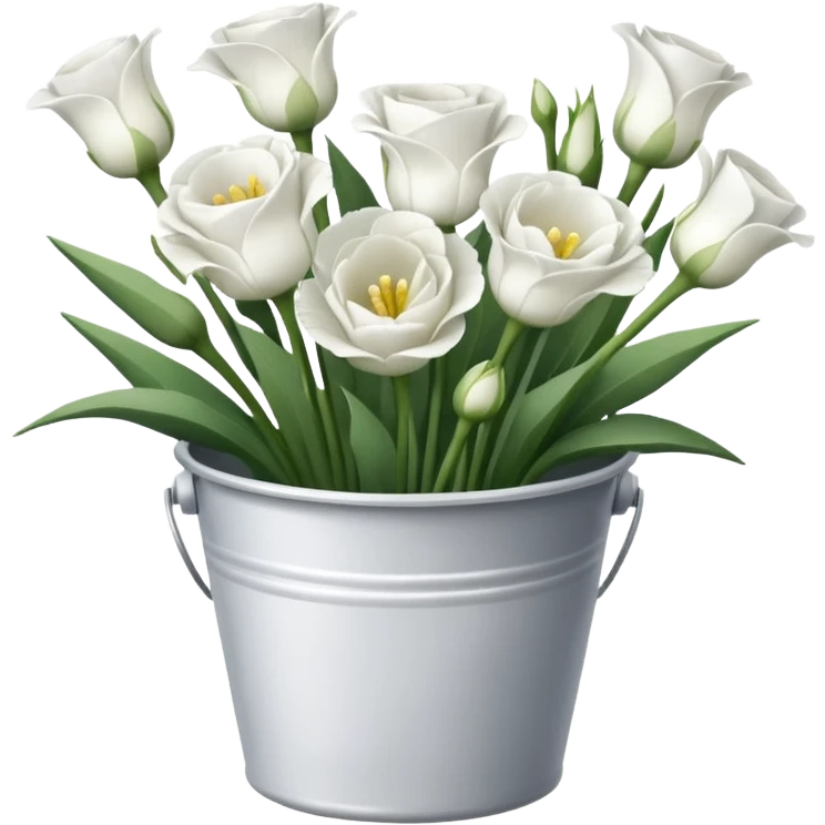 Beautiful light white flower bucket Eustoma emoji