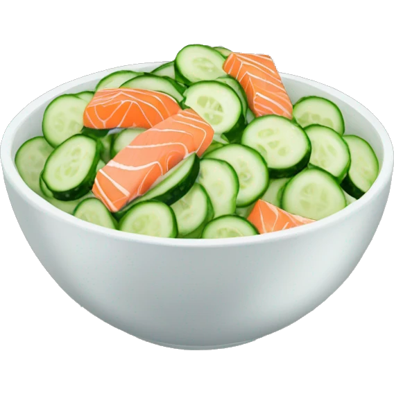 One bowl of cucumber salad with salmon emoji
