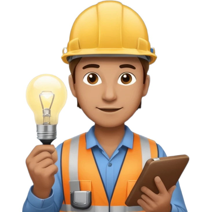 Am man Electricity power employer at work with a light emoji