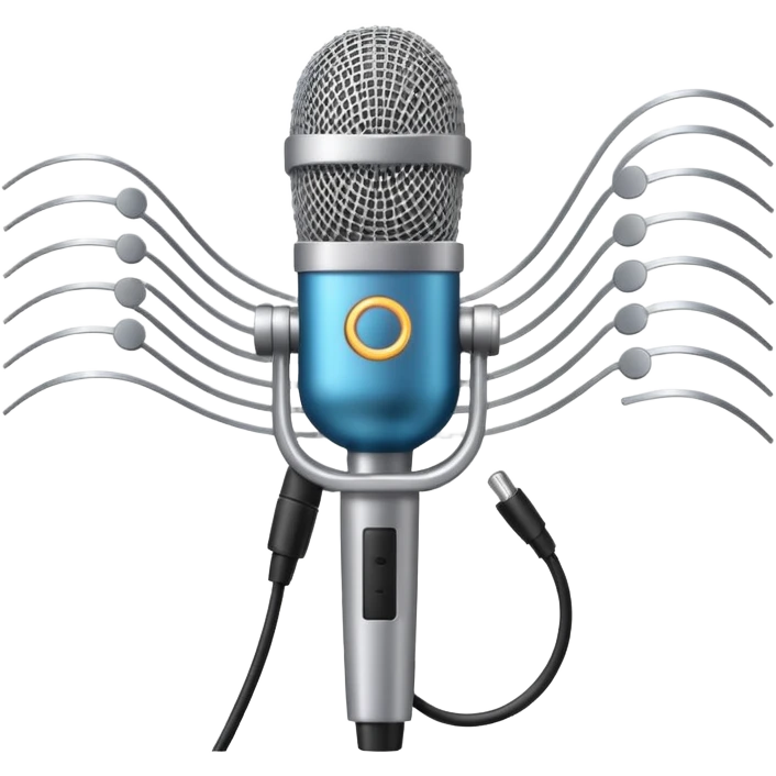 microphone with sound waves around emoji