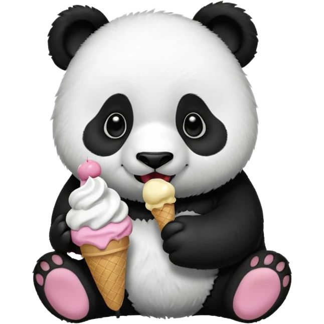 Panda eating ice cream emoji