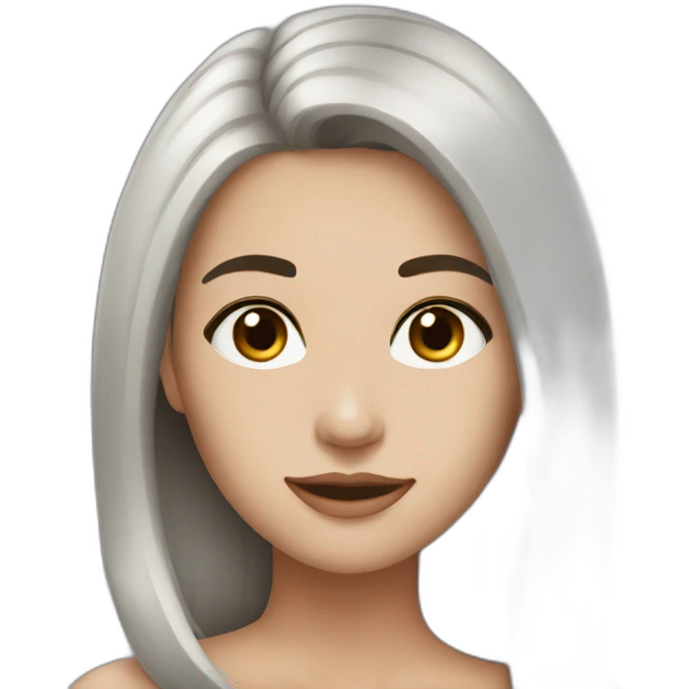 Beautiful woman, white skin, long dark brown hair, brown eyes  emoji