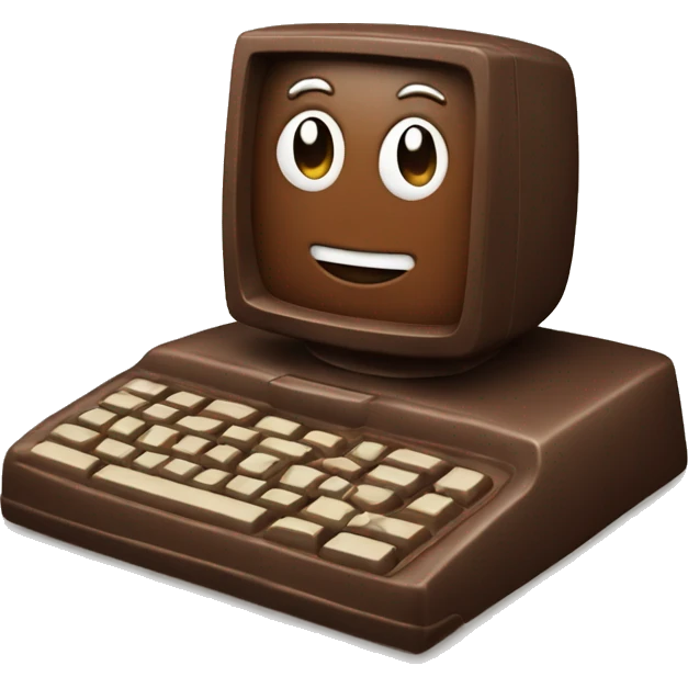 An old cute computer made of chocolate  emoji