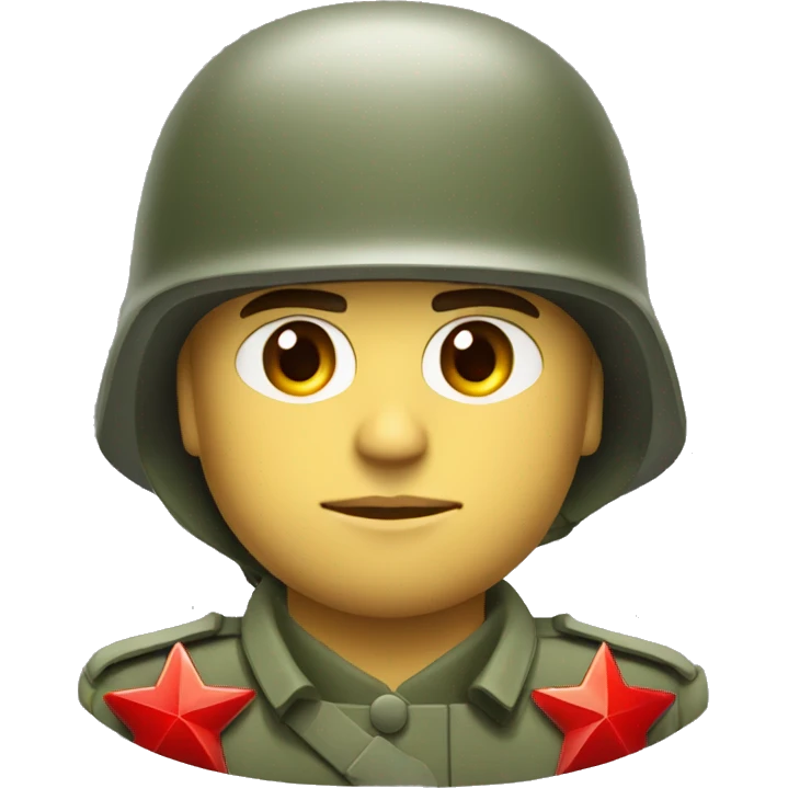 ussr soldier serious with military helmet with red star emoji