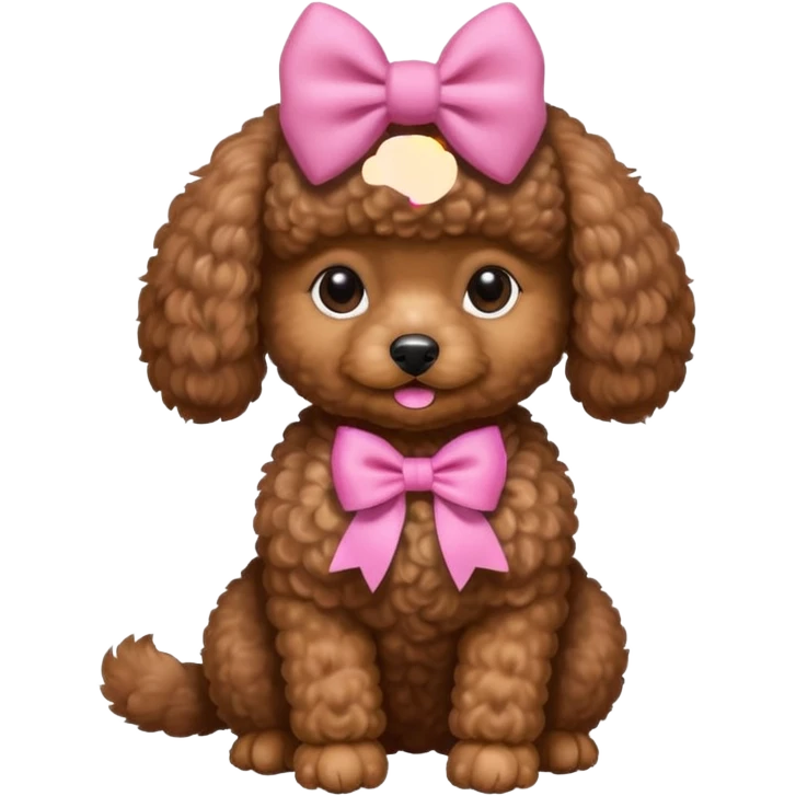 Brown toy poodle with pink bow emoji