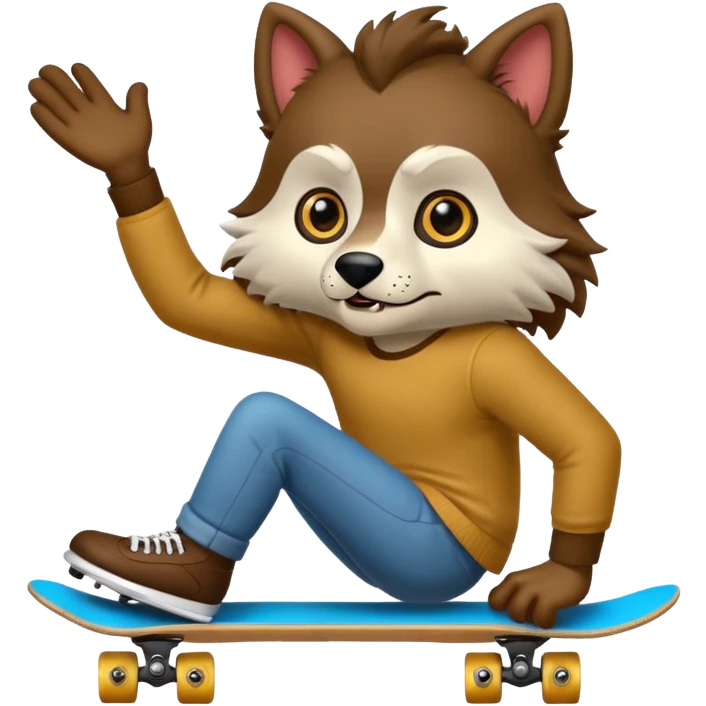 Lobo marrom em um skate  emoji