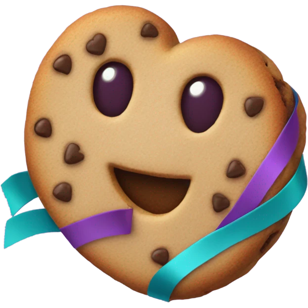 Cookie heart with purple teal awareness ribbon loop emoji