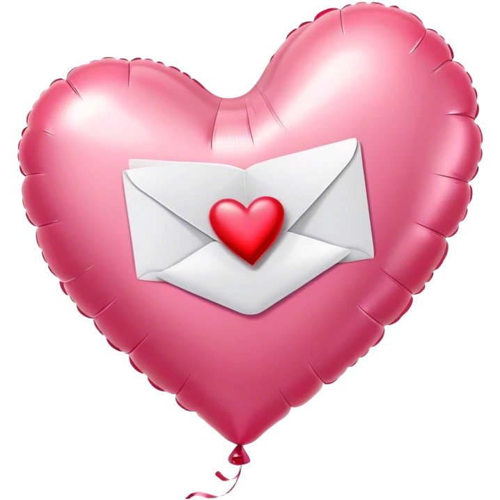 love letter in pink and red metallic heart-shaped balloons emoji