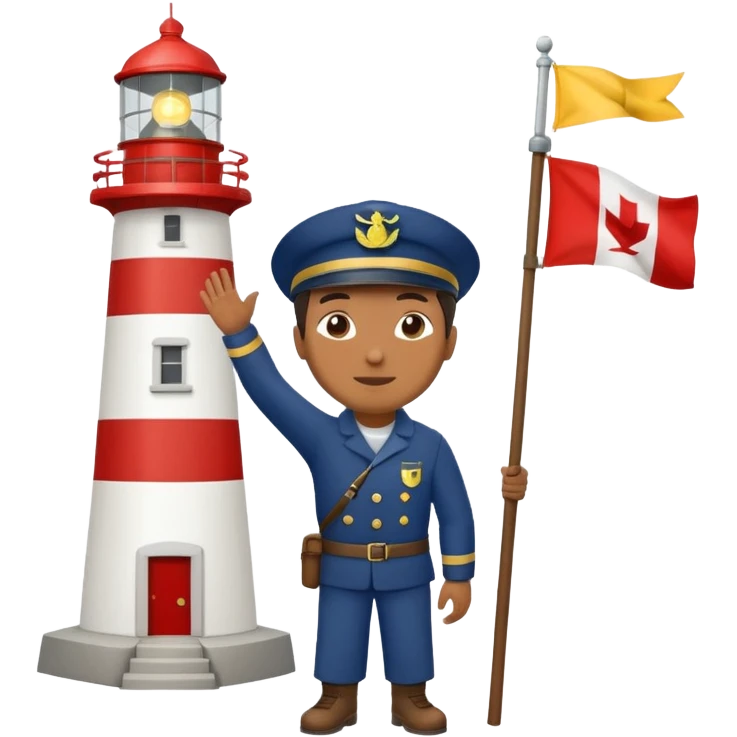 Keeper raising signal flag at lighthouse emoji