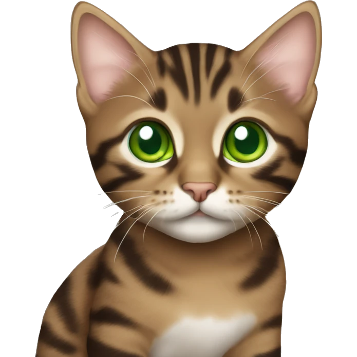 brown tabby kitten with green eyes emoji