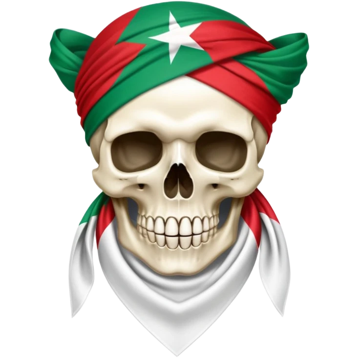 Un. Crâne de squelette qui porte un bandana drapeau de l’Algérie. emoji