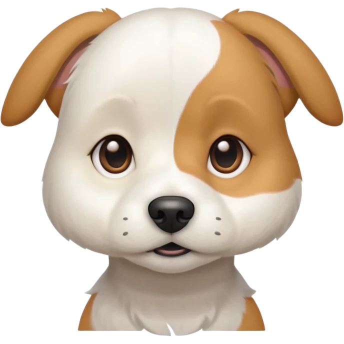 a white beagle x maltese x chi dog the size of a kelpie with light brown ears and a light brown patch on one eye emoji