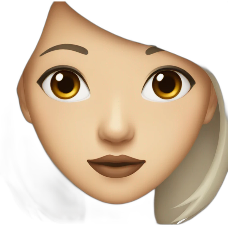 Pretty Asian Girl brown eye red lip emoji