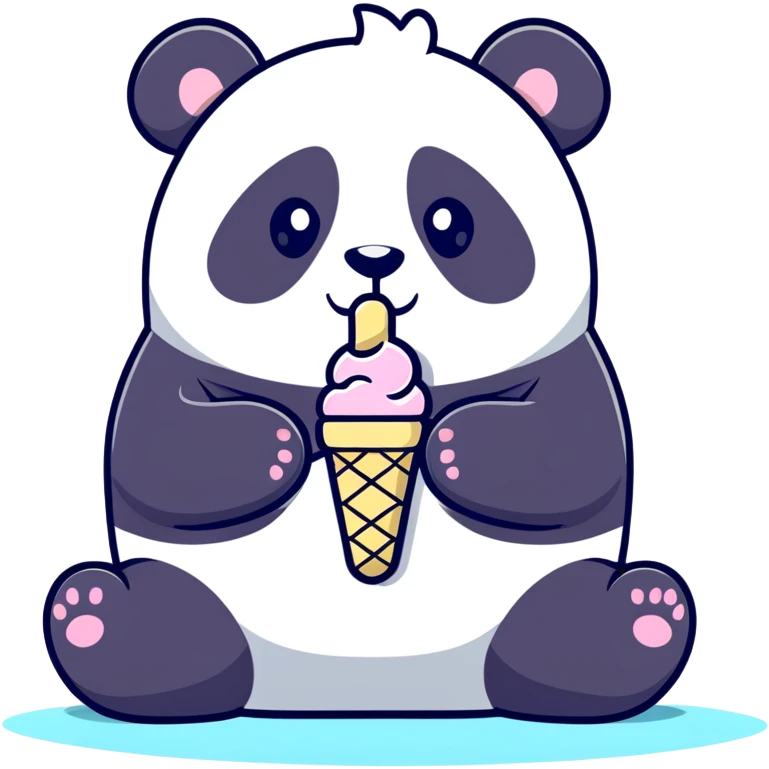 Panda eating ice cream emoji