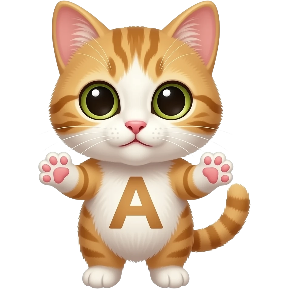 Ase un gatito con una letra A en las patitas emoji