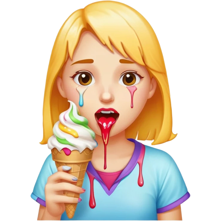 girl slurping ice cream cone  emoji