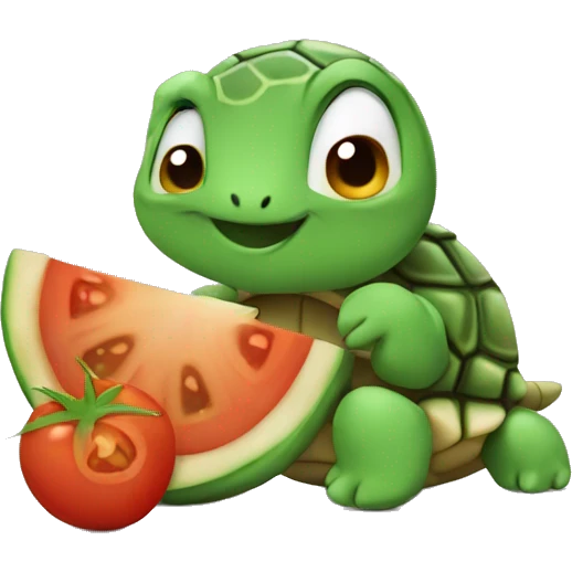 Turtle eating tomato  emoji