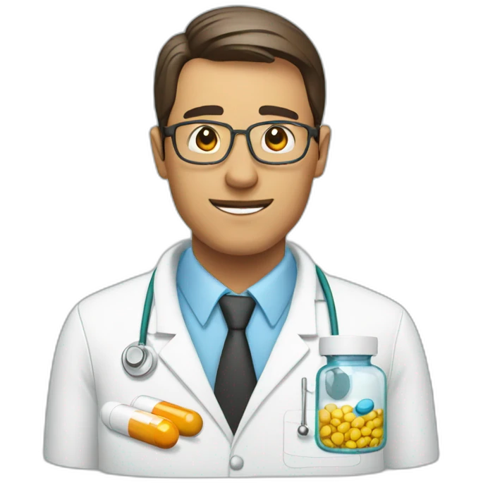 Pharmacist man with pills emoji