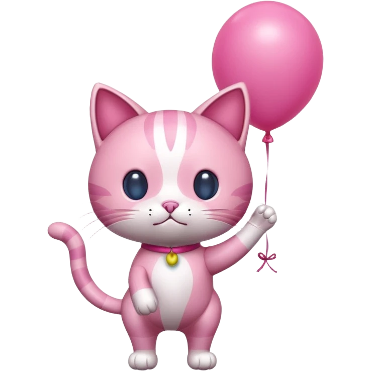 Make a pink cat with a balloon head, no the head is a balloon with the details of the cat head on the balloon head, make the body visible enough to where it’s big enough to be roughly the size of a cat body and make sure THAT THE CATS HEAD IS A BALLOON emoji