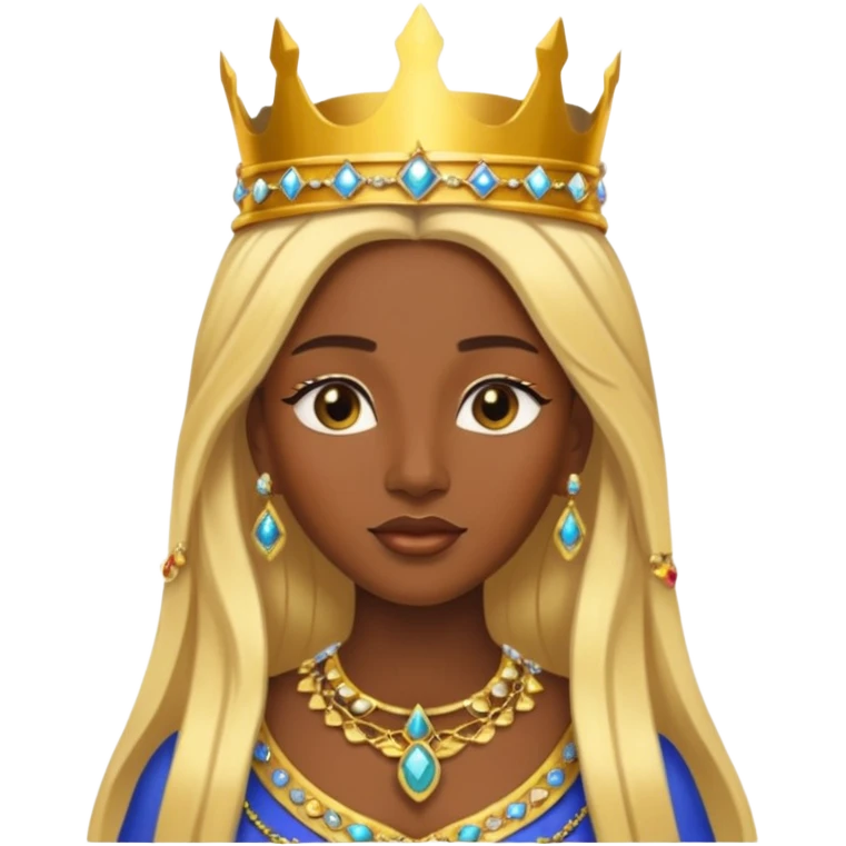 Queen of Sheba with dark skin, blonde long hair emoji