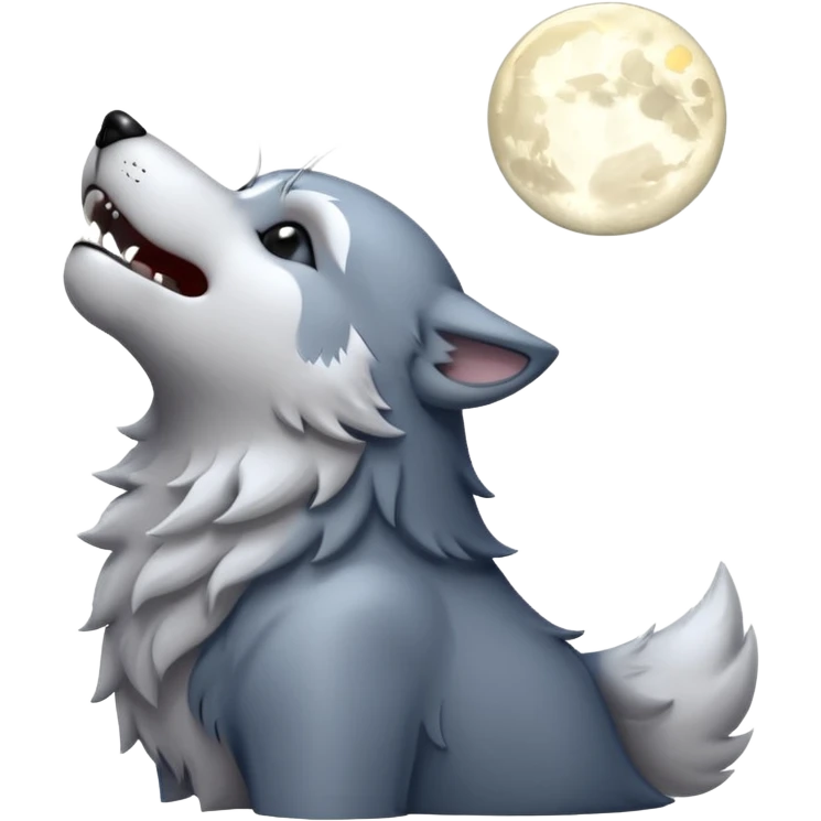 emoji of a howling wolf facing the moon, with its head tilted upward, simple cartoon style  emoji