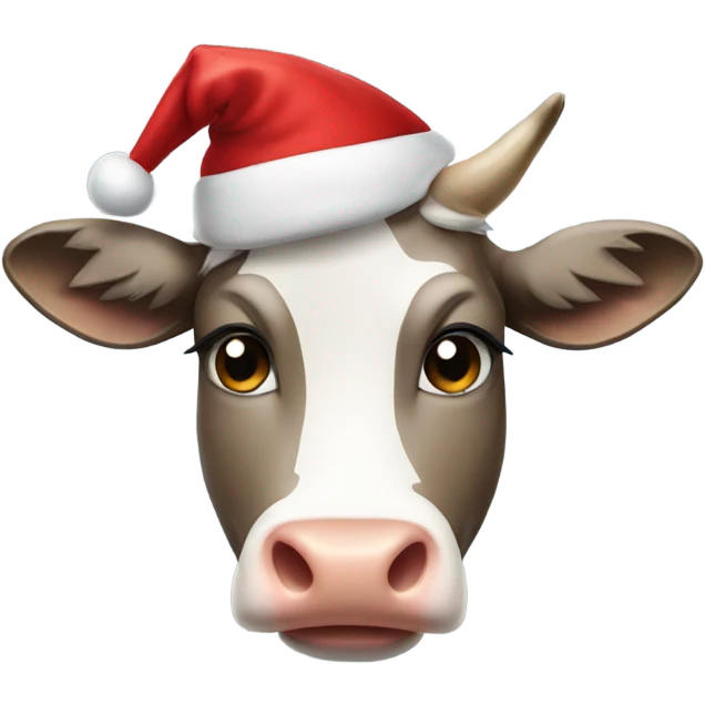 Cow wearing Santa hat emoji