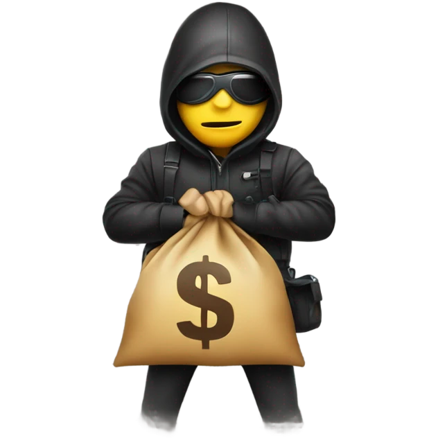 Robber emoji holding a bag with $ emoji