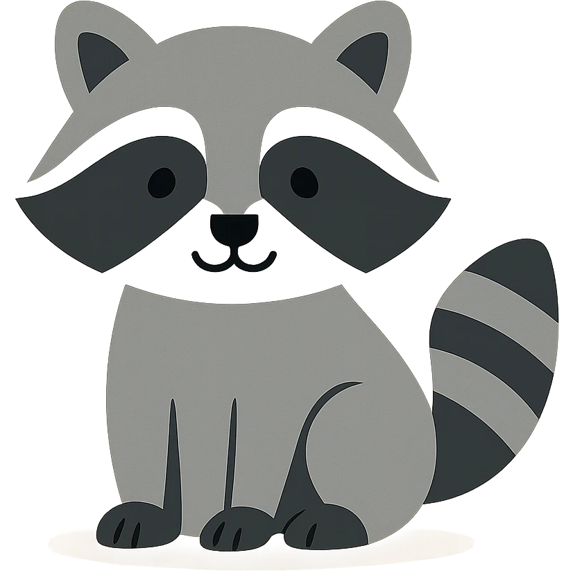 Flat design style raccoon emoji
