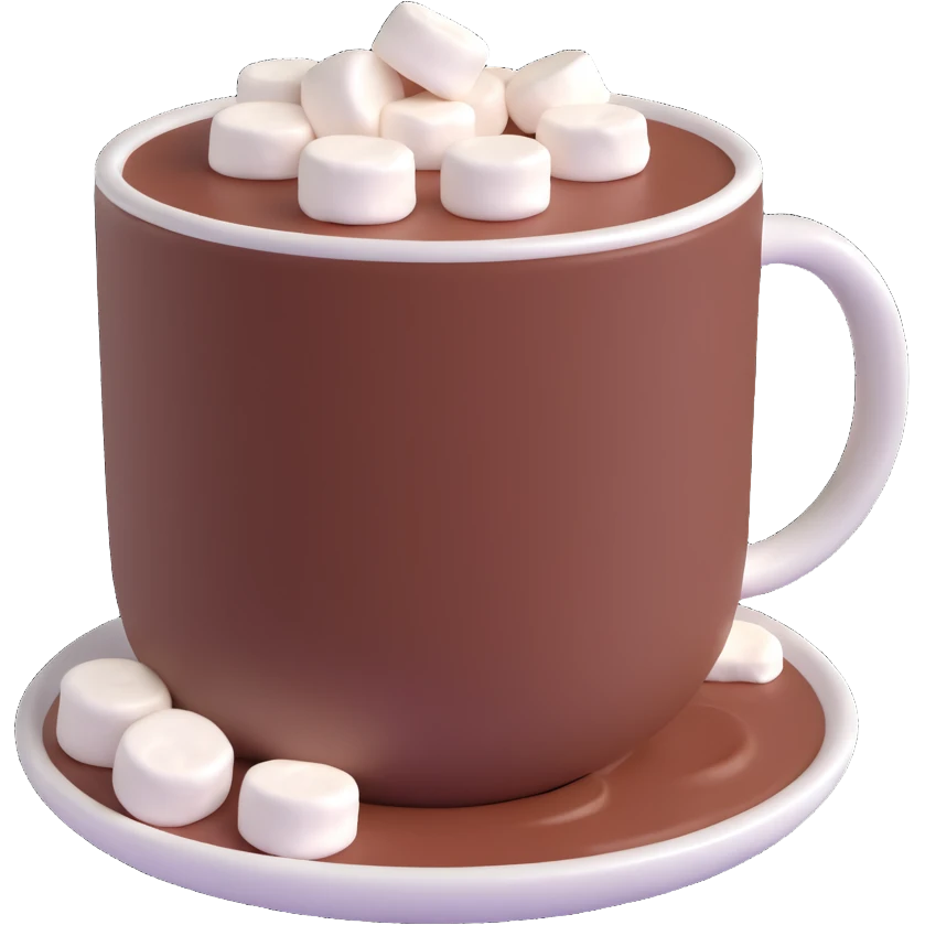 A cup of hot chocolate with marshmallows emoji