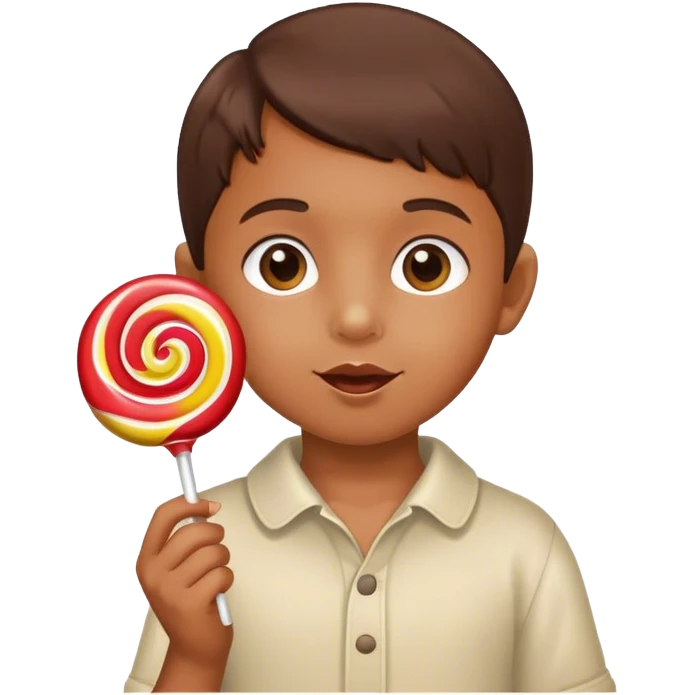 a child with a chupachup emoji
