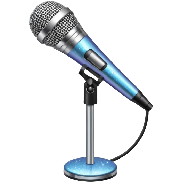 microphone on a stand with sparkles emoji