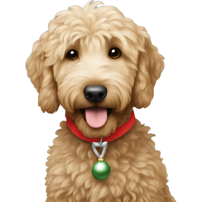 Goldendoodle at Christmas emoji
