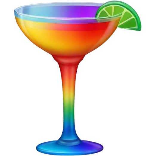 Rainbow colored cocktail glass emoji