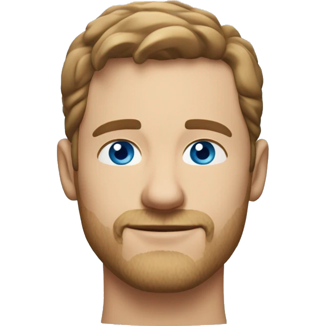 A head and shoulders shot of a 40 year old white man, with short brown hair, with stubble facial hair,   with blue eyes wearing a t-shirt. emoji