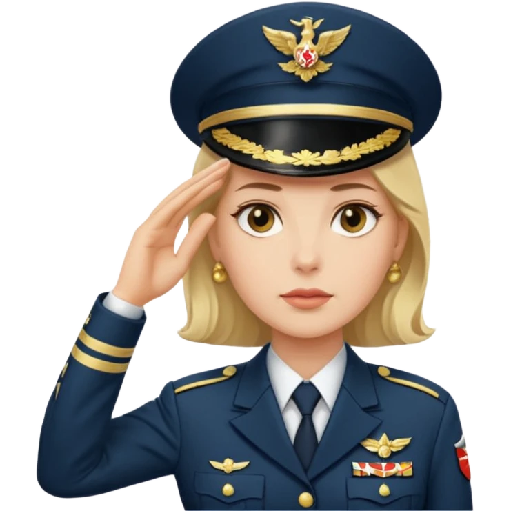 Teniente coronel mujer saludando emoji