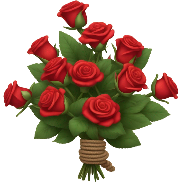 Bouquet red roses binded with one piece rope emoji